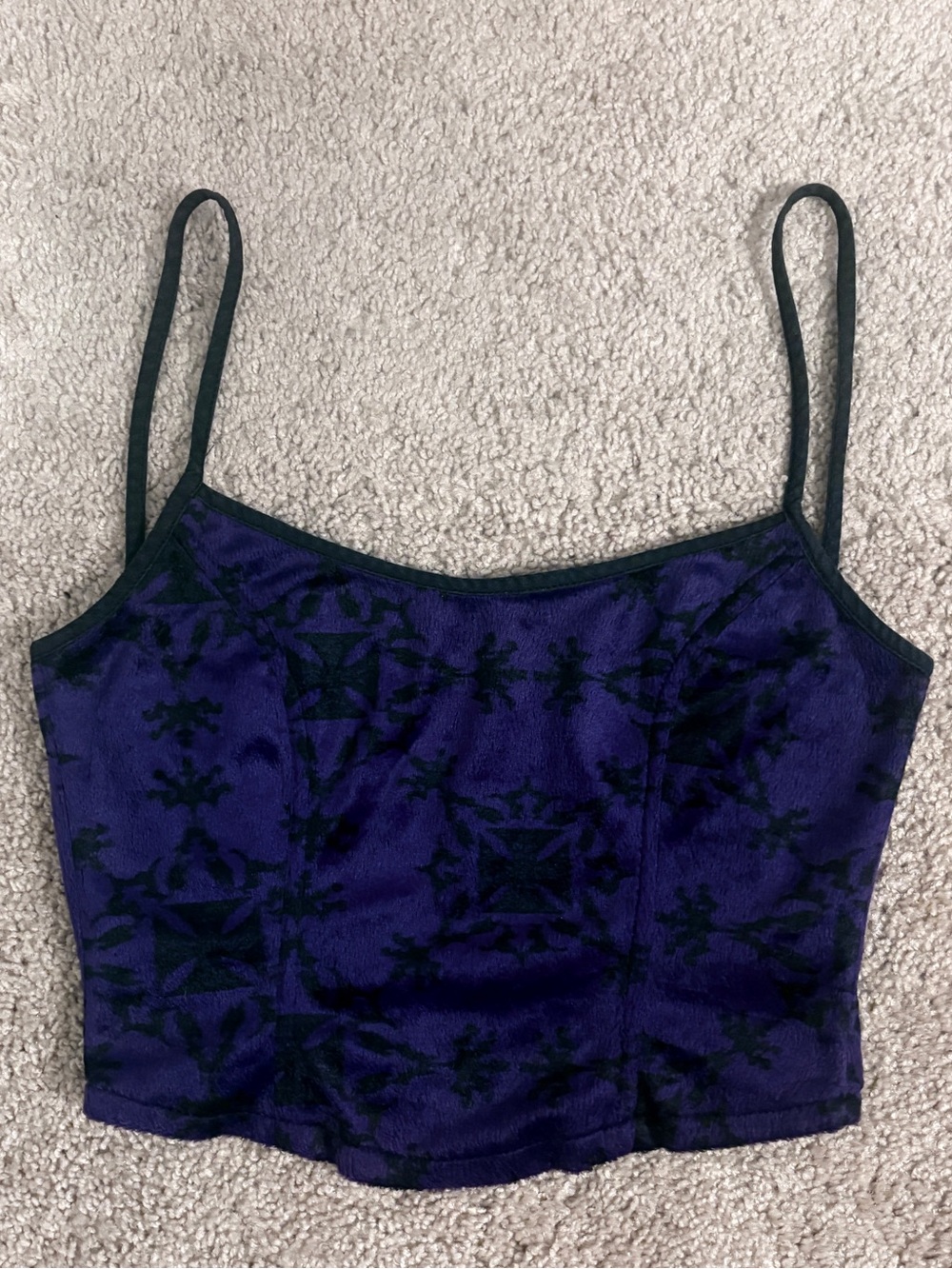 Iron Cross Velvet Fur Lip Service Summer cropped corset tank top